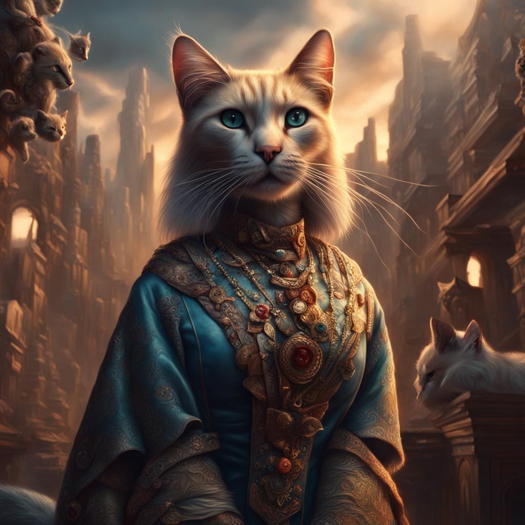 Feline Anthro Mother: Epic Digital Matte Painting