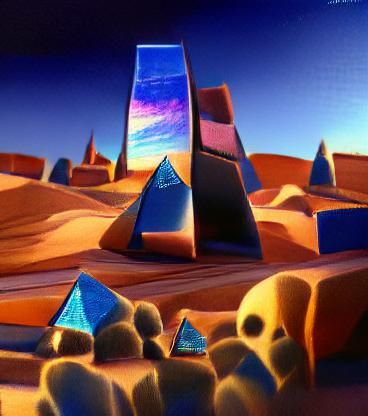 Blue Pyramids of Atari: A Sci-Fi Desert Dream