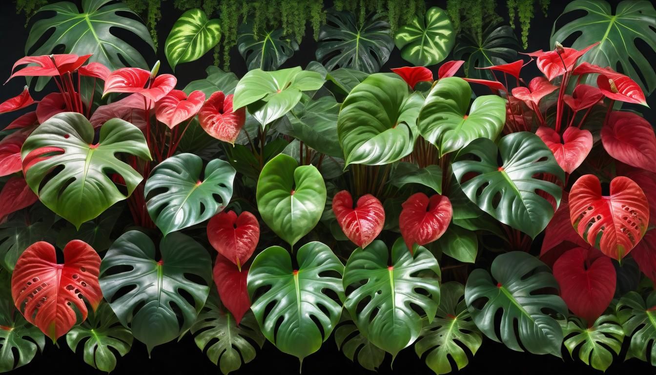 Split-Leaf Philodendron, Caladiums and Red Anthuriums, version 1