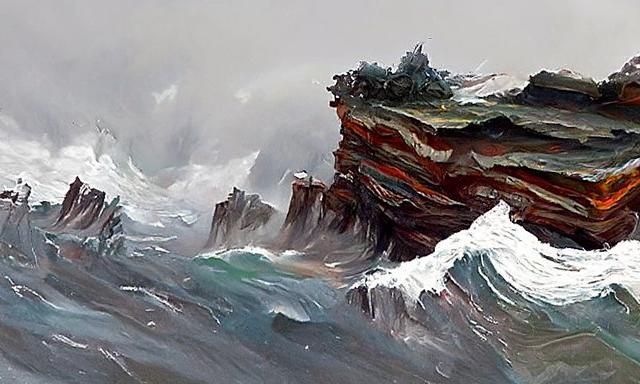 Stormy Sea Cliffs Digital Painting