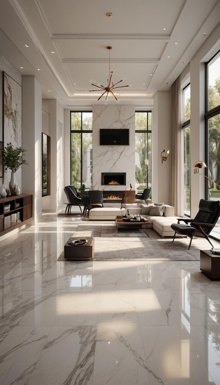 Luxurious Minimalist Interior with Natural Light, Photoreali...