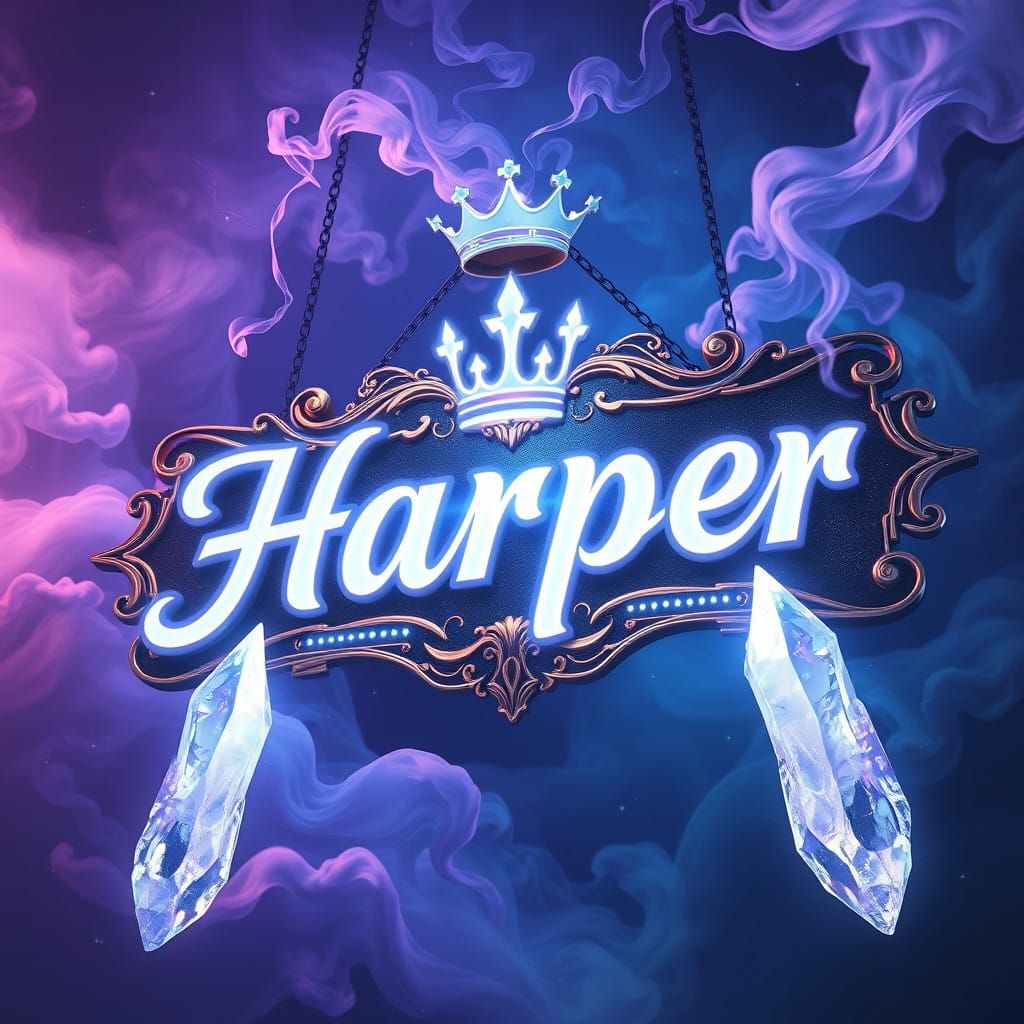 Mystical Sign 'Harper' in Regal Cursive Script