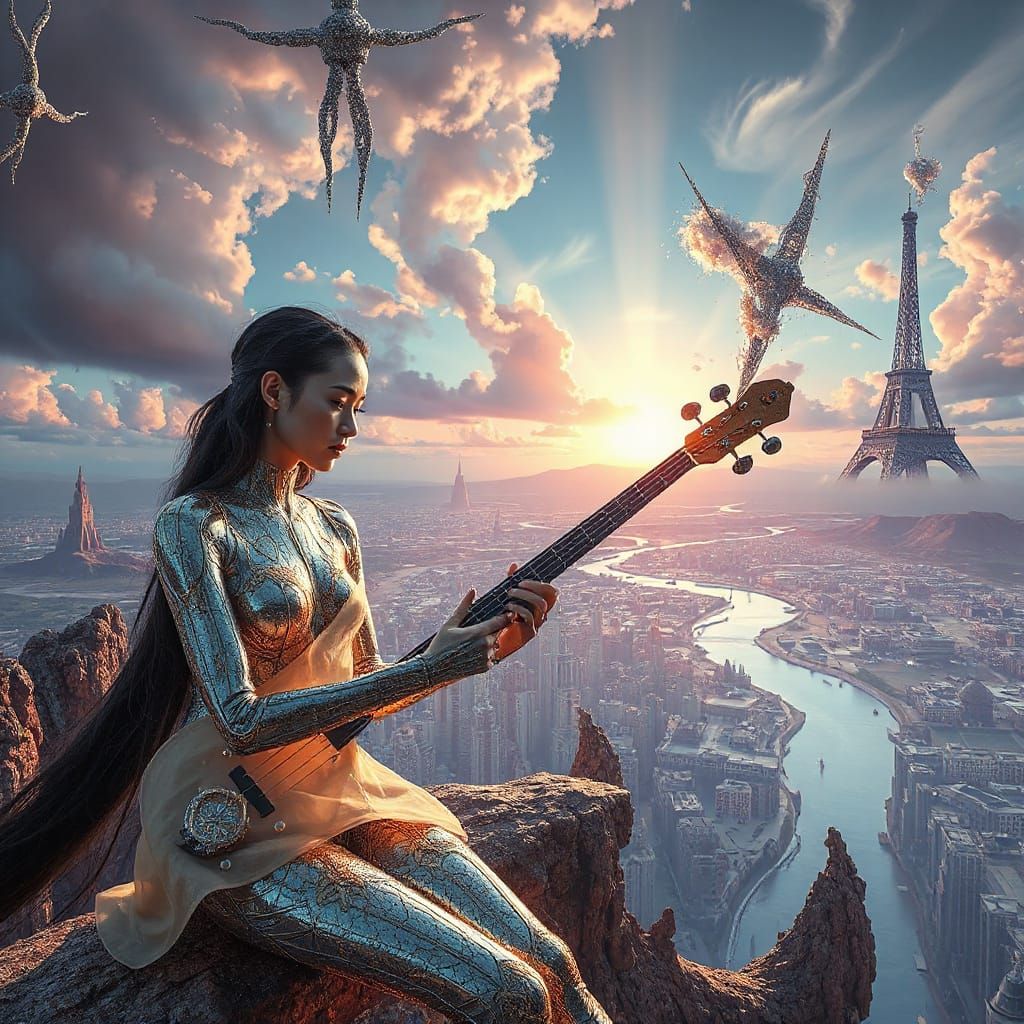 Cybermusa Performs in Dreamlike Surrealist Landscape