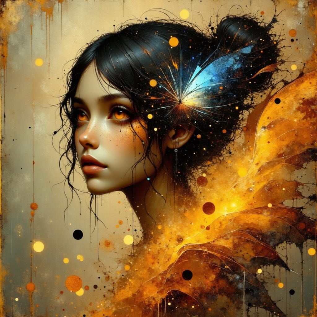 Alluring Woman with Dragon Wings and Fiery Aura