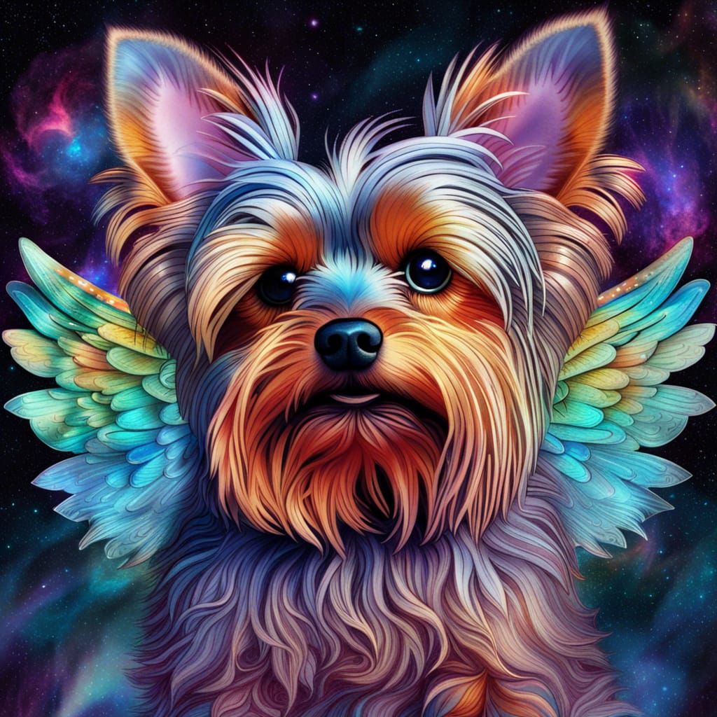 Yorkshire Terrier with Astral Wings: Amaringo Style