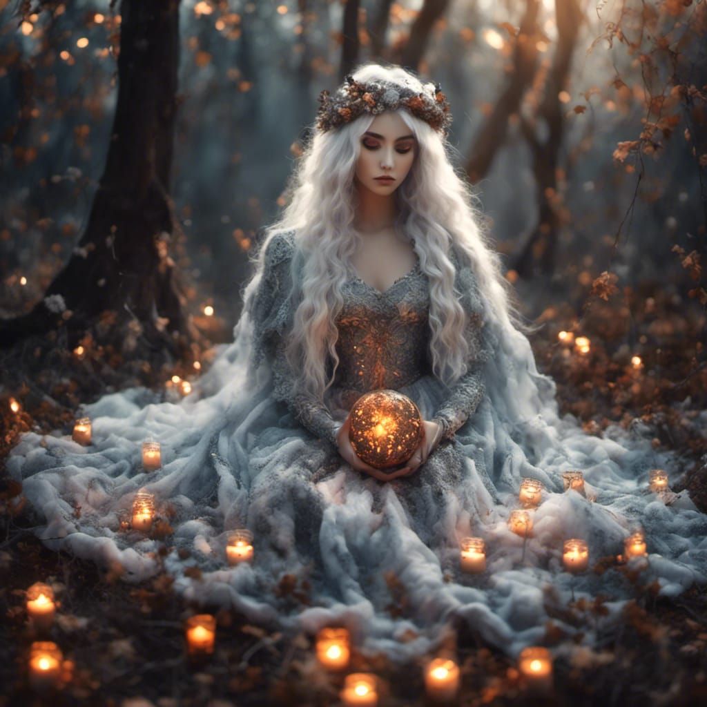 Enchanting Forest Witch in Divine Sunlight