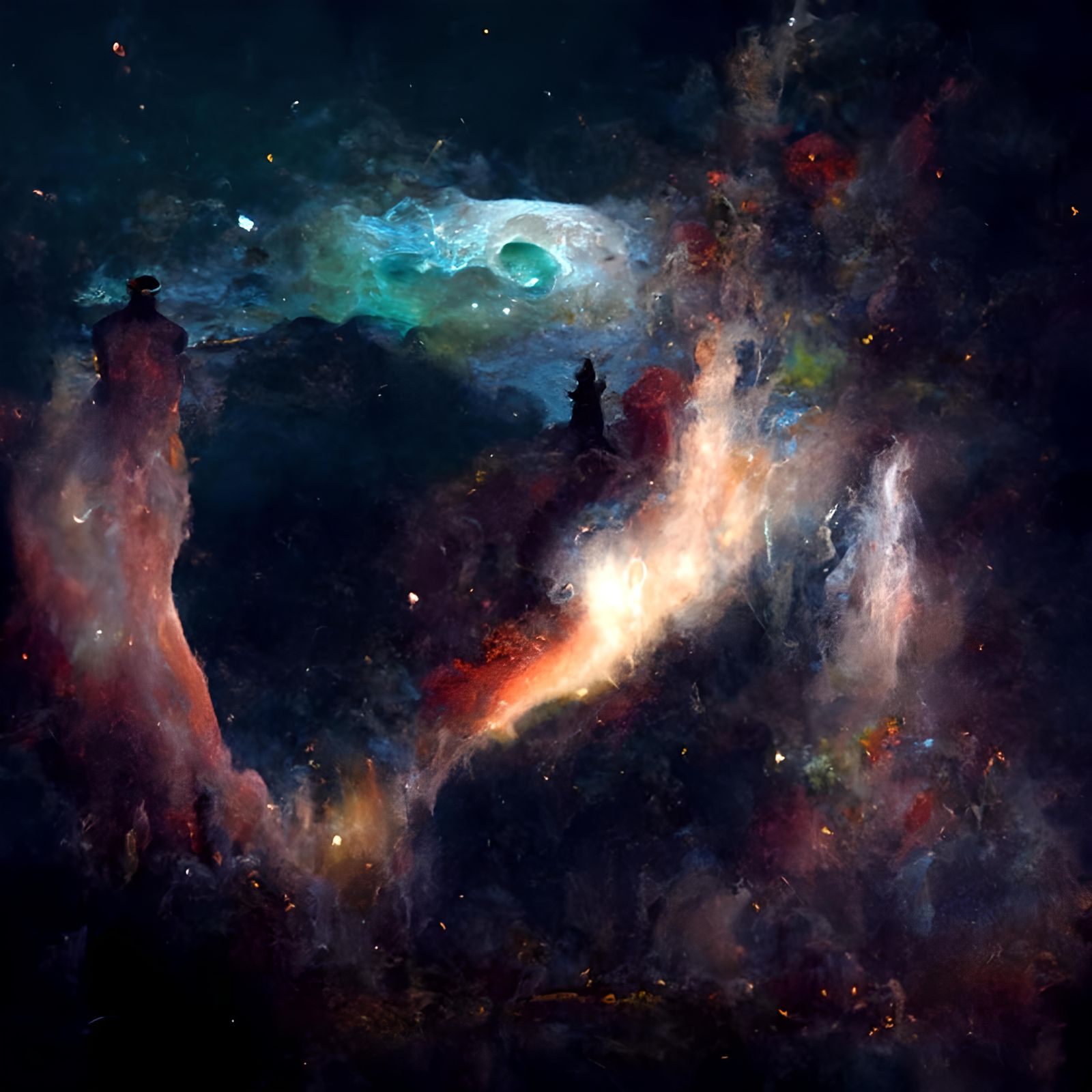 Vibrant Cosmic Landscape with Nebulas and Galaxies