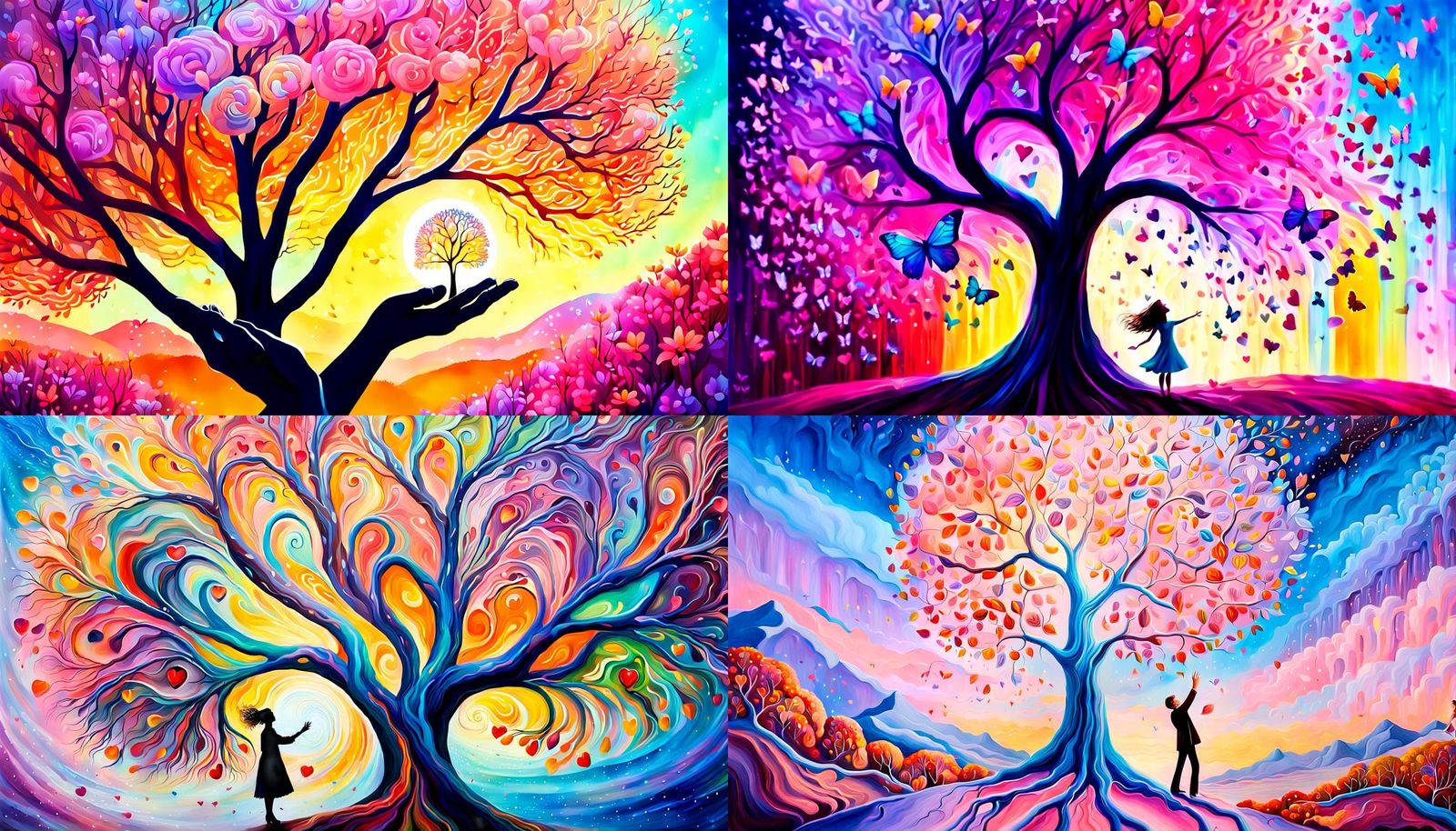 Surreal Tree of Love in Acrylics