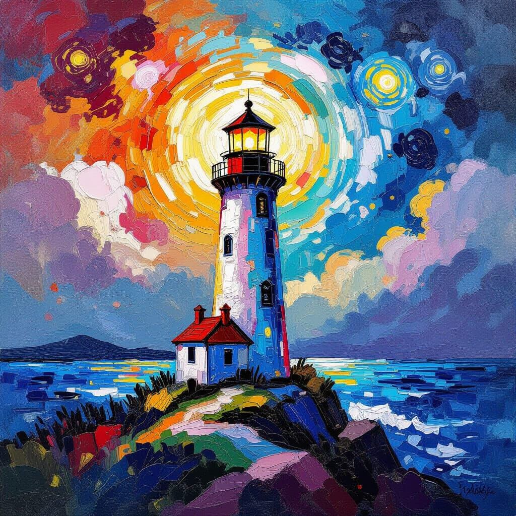 Galactic Lighthouse Soaring Through Painted Nebula