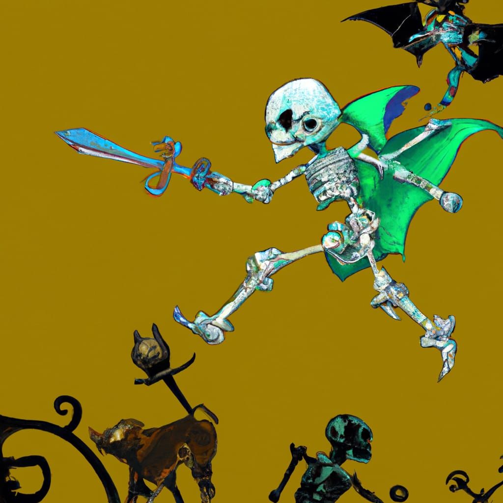 Cartoon Skeleton Chase: A Fantasy Concept Art
