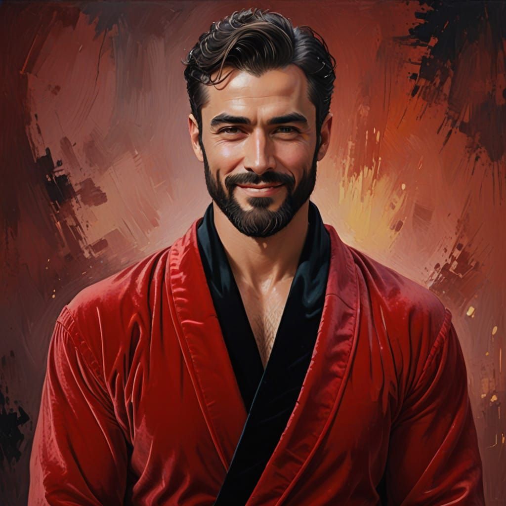 Handsome Man in Velvet Bathrobe