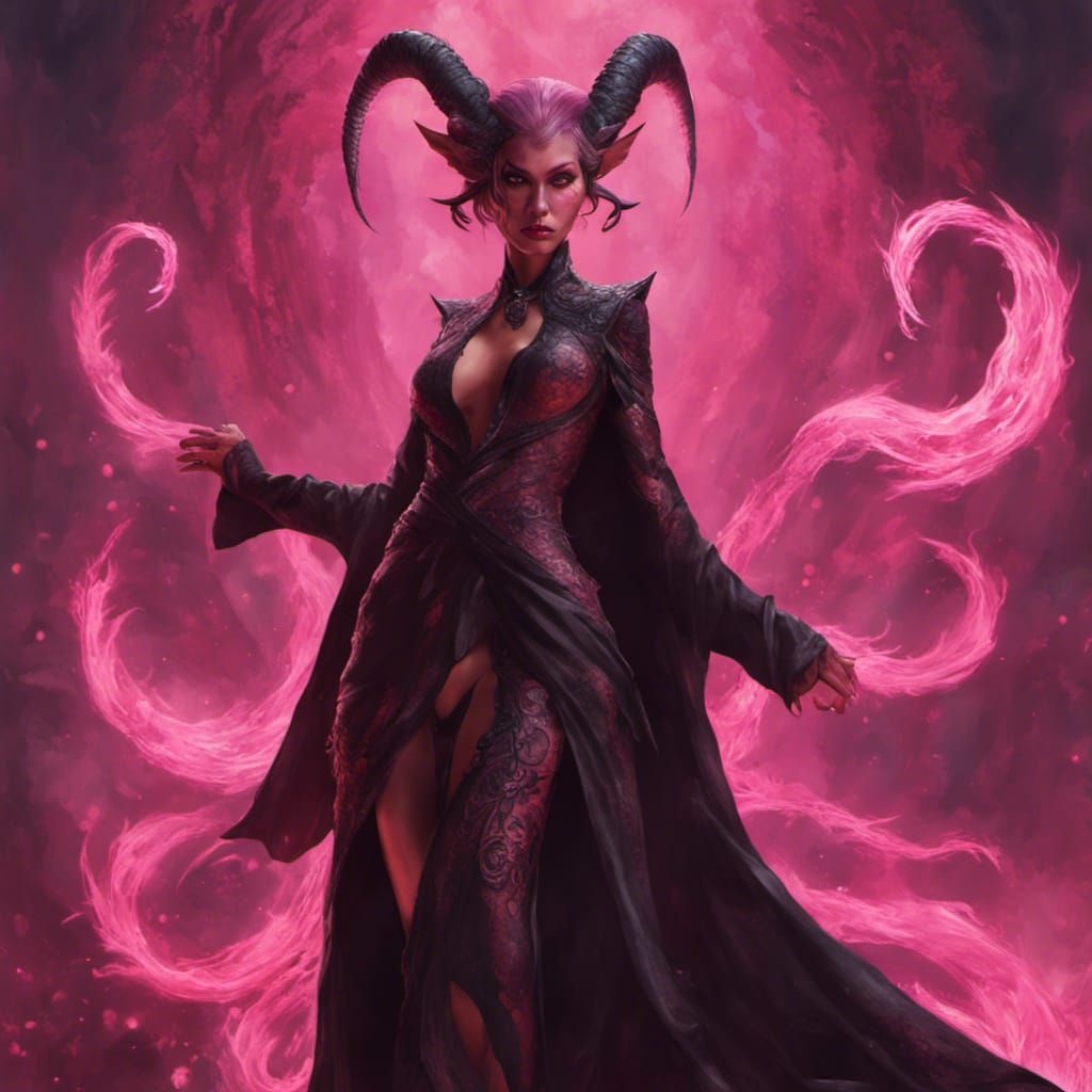 Tiefling Sorceress Lilith: Fantasy Concept Art