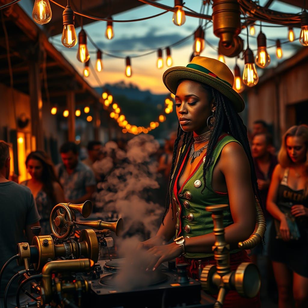 Steampunk Rasta DJ at Jamaican Brass Warehouse