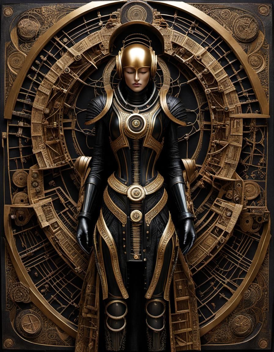 Bronzepunk Biodroid with Ancient Religiotechnocore Elements