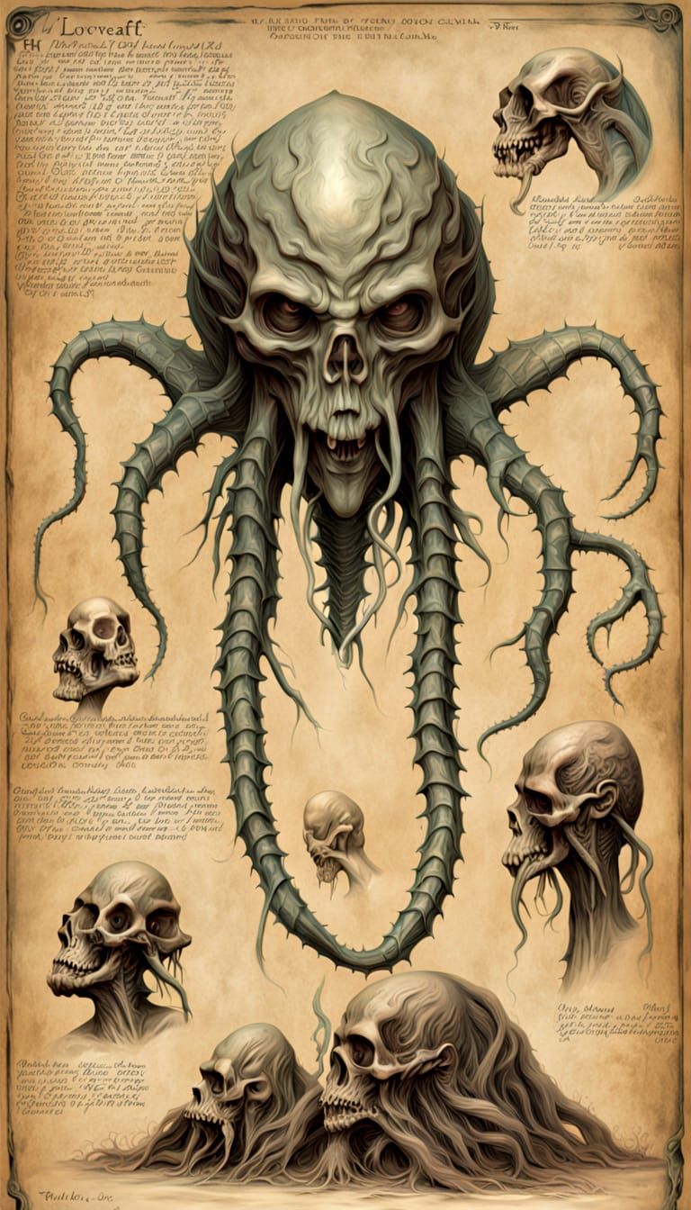 Lovecraftian Creatures Attack City in Acrylic Art