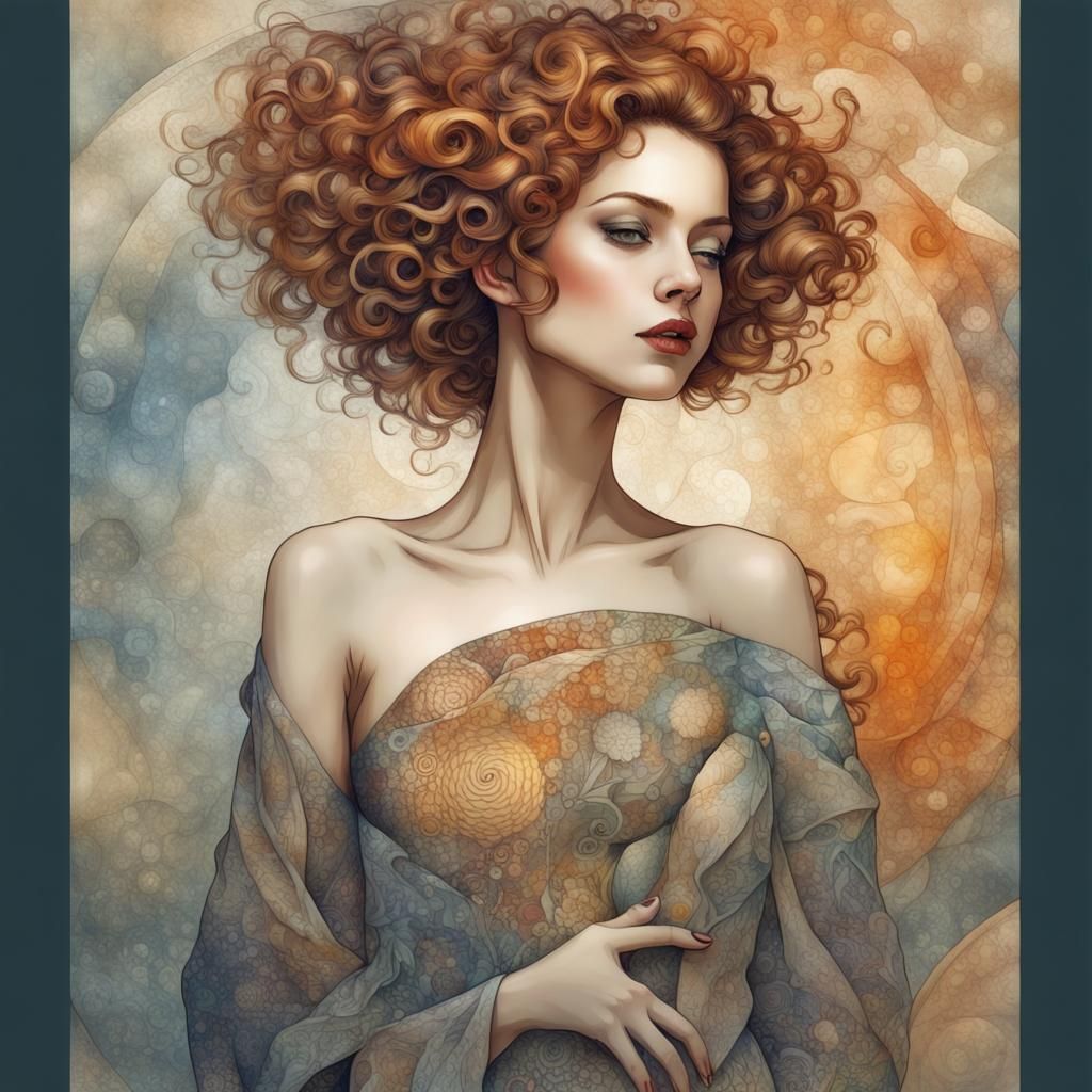 Fractal Dress Portrait in Pointillism Style