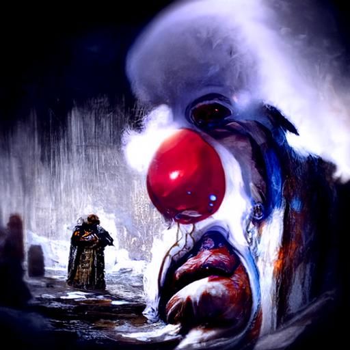 Sad Clown in Horror Style of Doré and Rutkowski