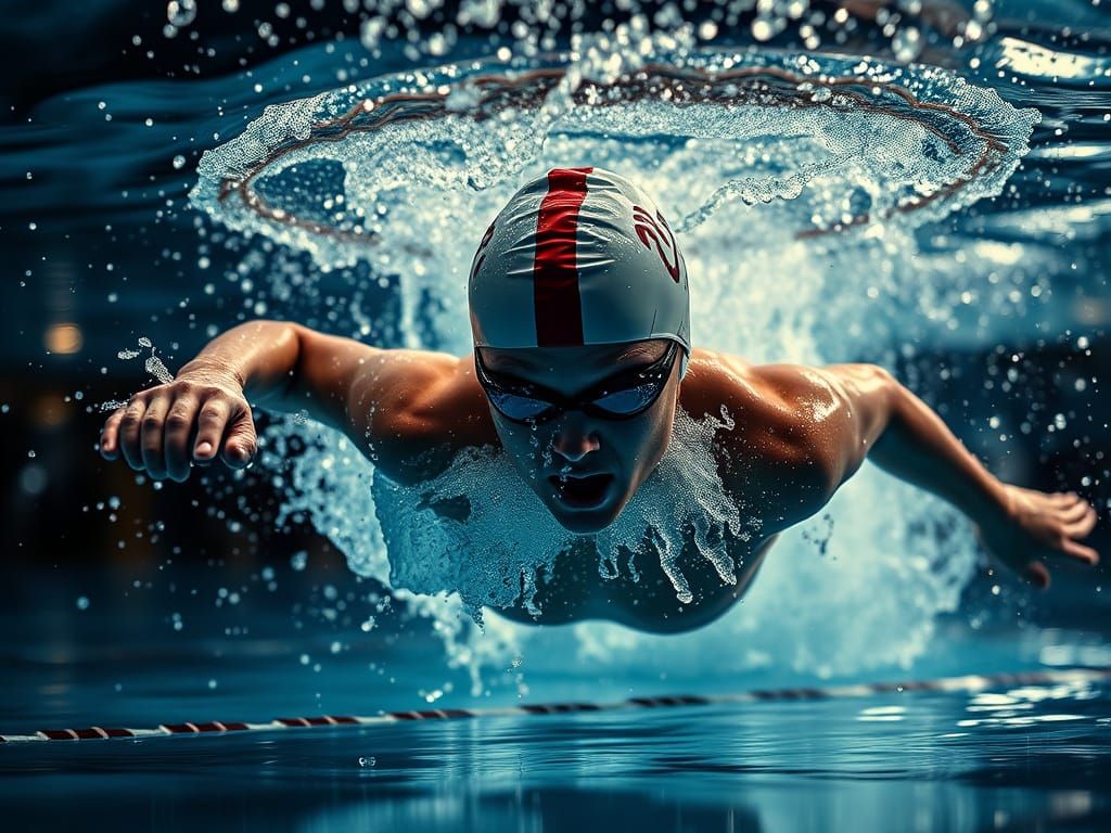 Hyperrealistic Freestyle Swimmer in Moody Cinematic Lighting