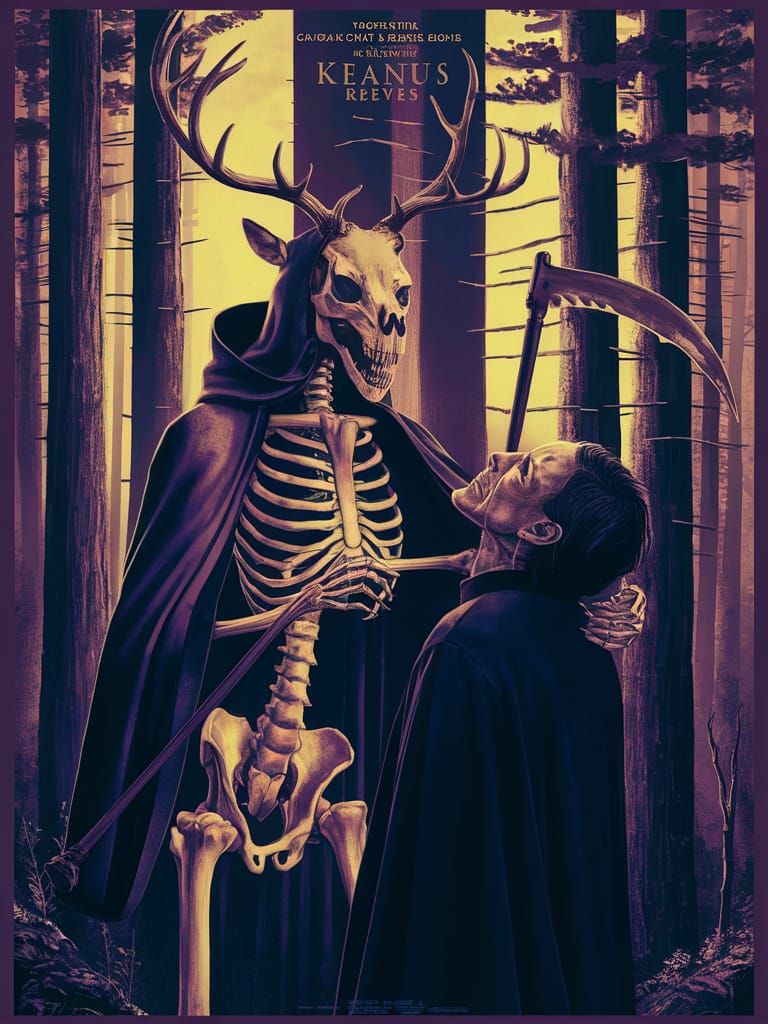 Movie Poster: Deer Skeleton Hunts Keanu Reeves