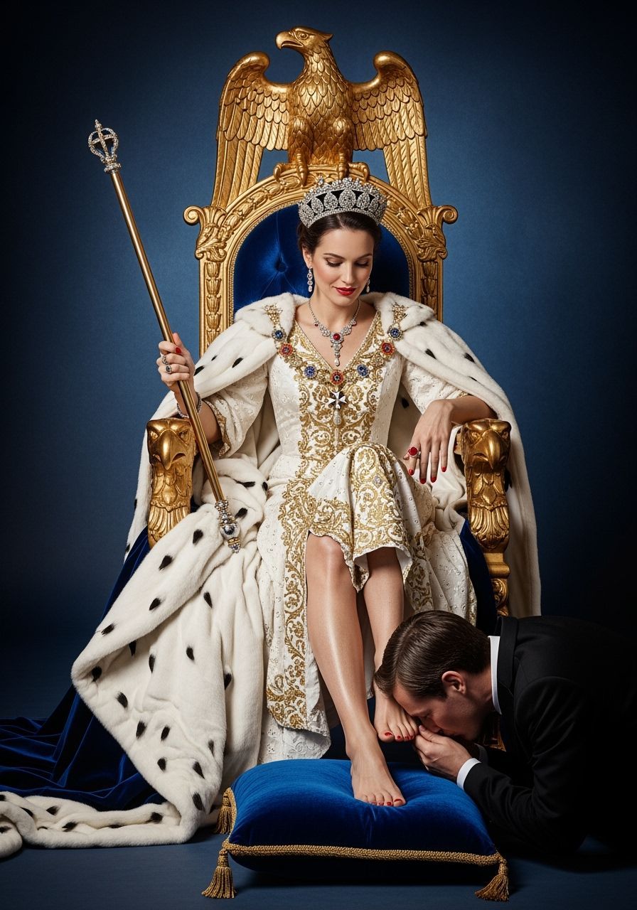 French Empress on Golden Eagle Throne, Opulent Photography