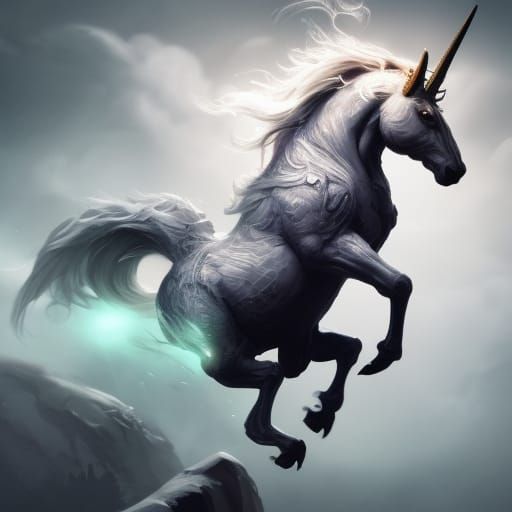 Hyperrealistic Angry Unicorn Skeleton Concept Art