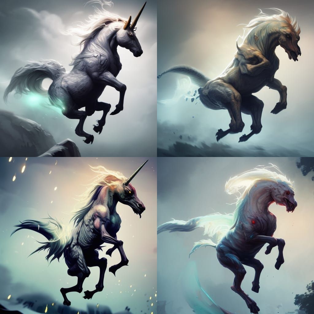 Hyperrealistic Unicorn Skeleton in Frenzy