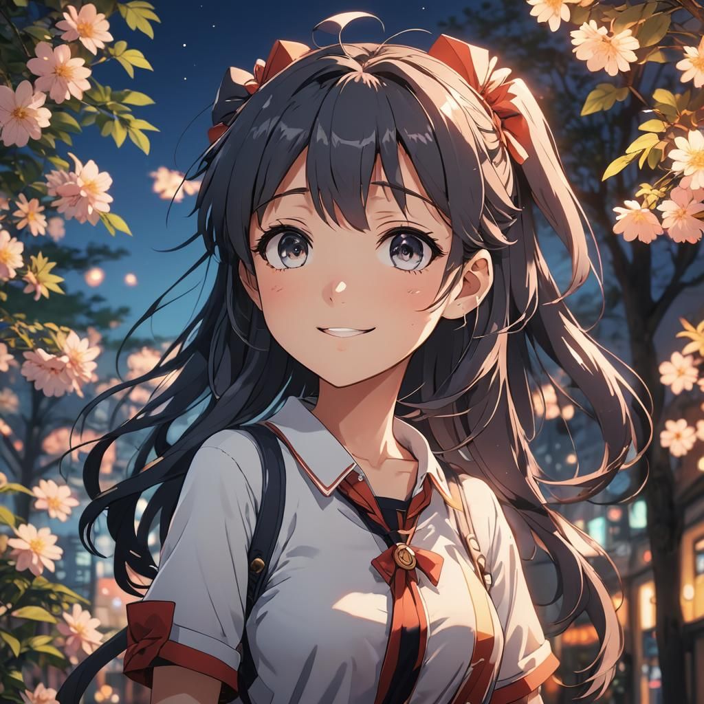 Happy Anime Girl Seeks Attention: Cel-Shaded Style