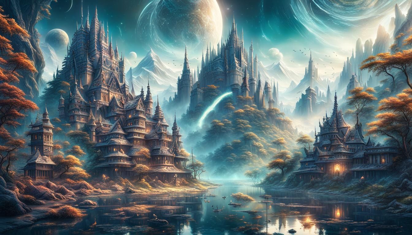 Mystical Dreamscape Utopia Digital Matte Painting