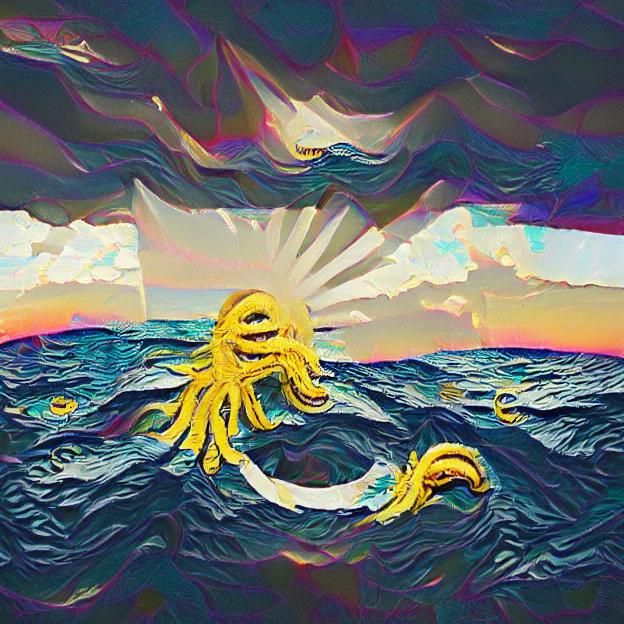 Kraken Emerges from the Sea Under the Sun