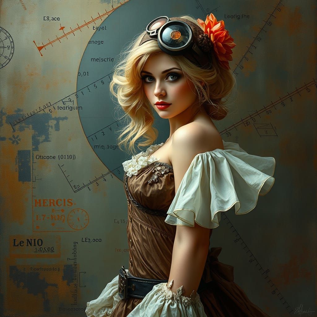 Steampunk Woman Portrait in Atmospheria Style