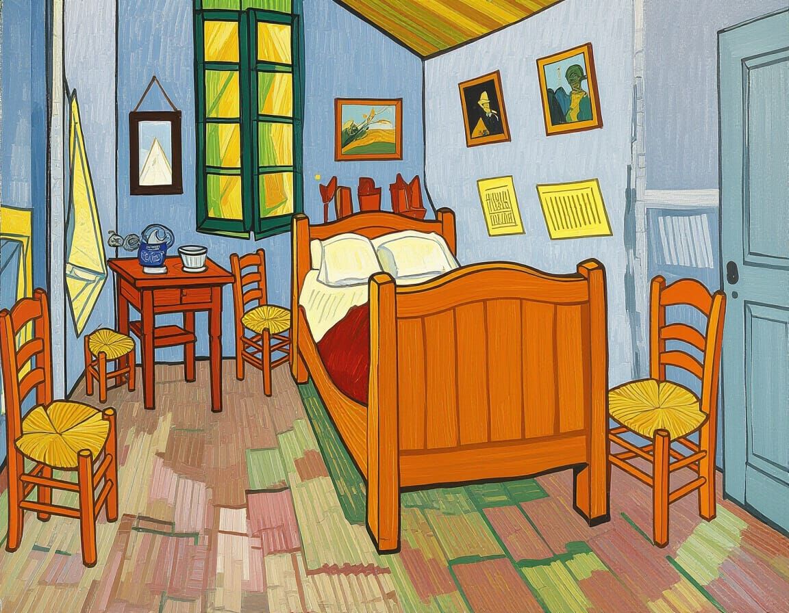 Bedroom Interior as Impasto Painting