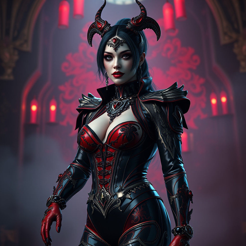 Latex Mistress in Eerie Fantasy Art