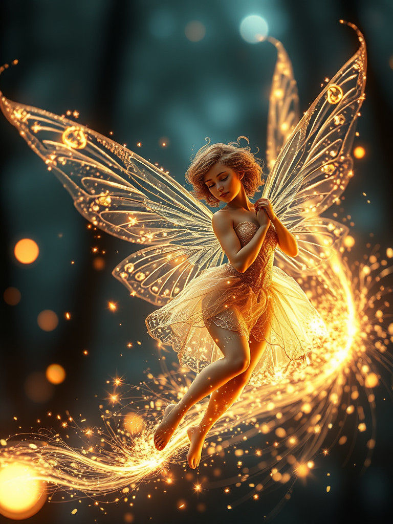 Intricate Fairy of Light and Sparks Illustration