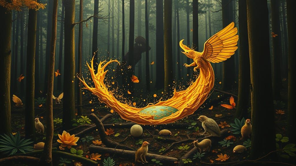 Emerging from the Canvas: A Forest Creature's Brief, Brillia...