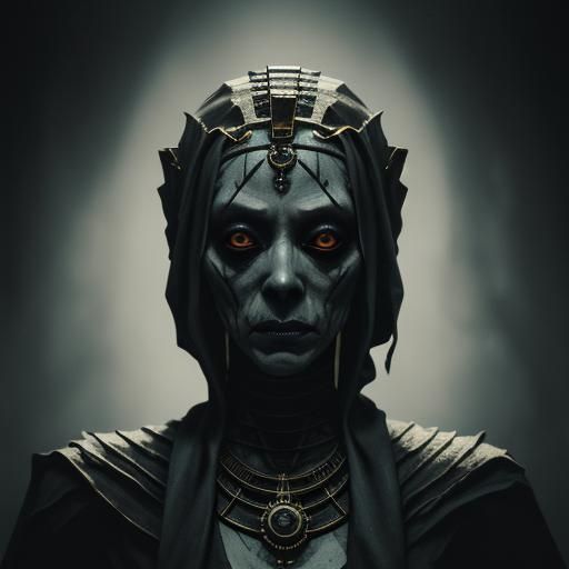 Eerie Asian Mummy Emerges in Creepy Horror Art