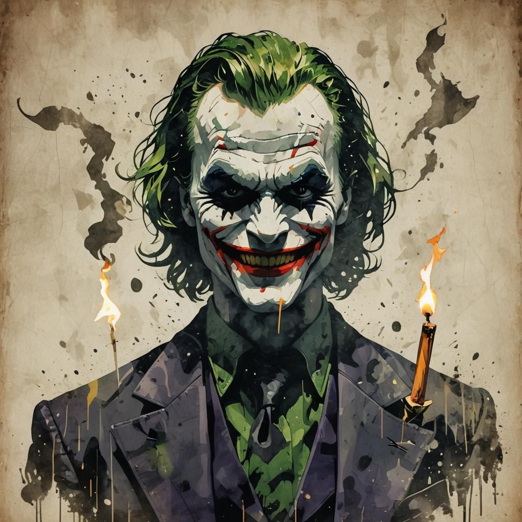 Joker Silhouette with Lit Match and Batman Collage