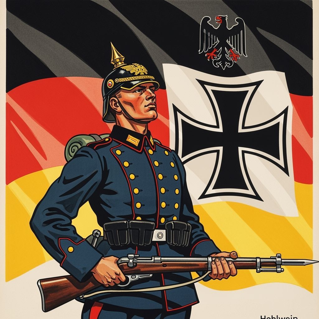 German Soldier WWI Poster Art in Vintage Style