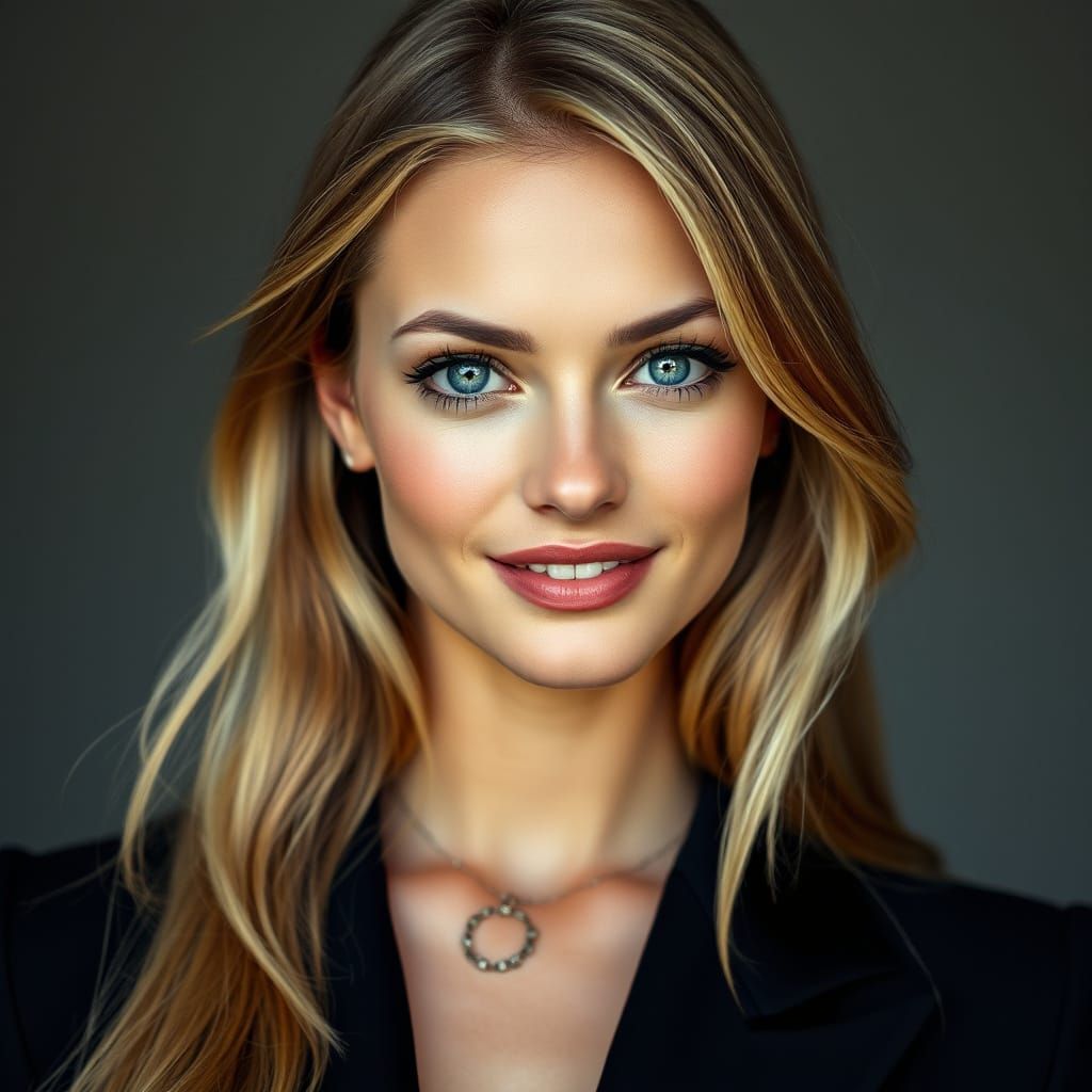 Portrait of a Blonde Supermodel in Realistic Style