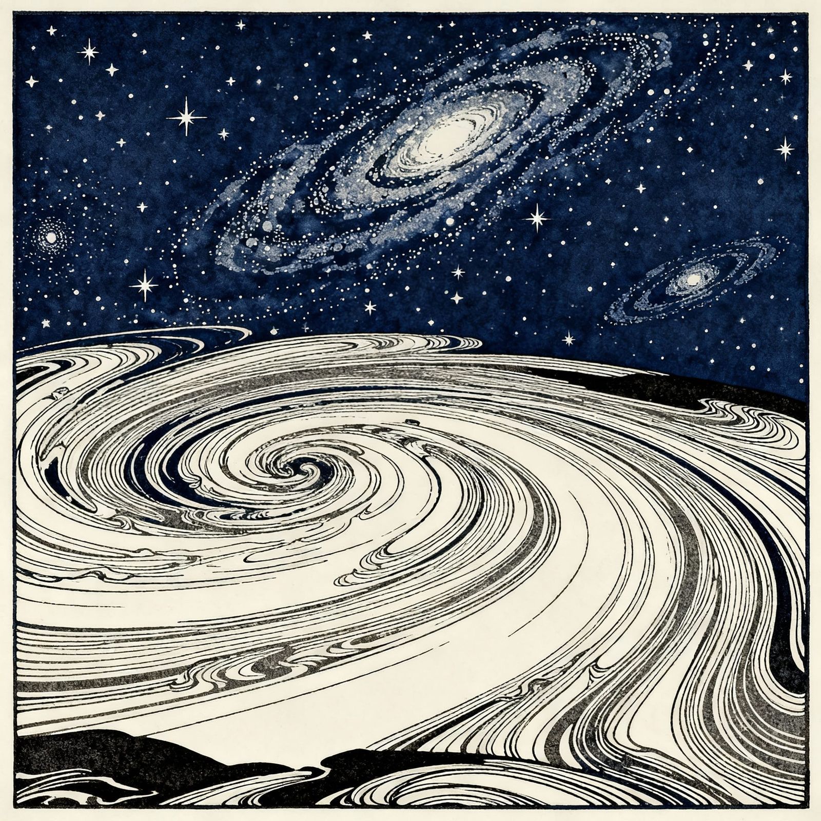 Minimalist Line Art of Starry Night Sky