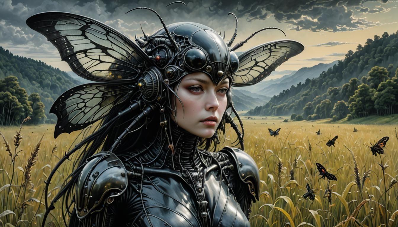 Surreal Bug Woman in Bio Art Style