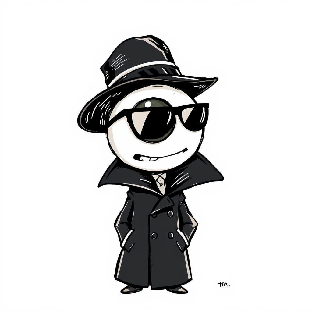 Cartoon Eyeball in Disguise, Pen and Ink Style