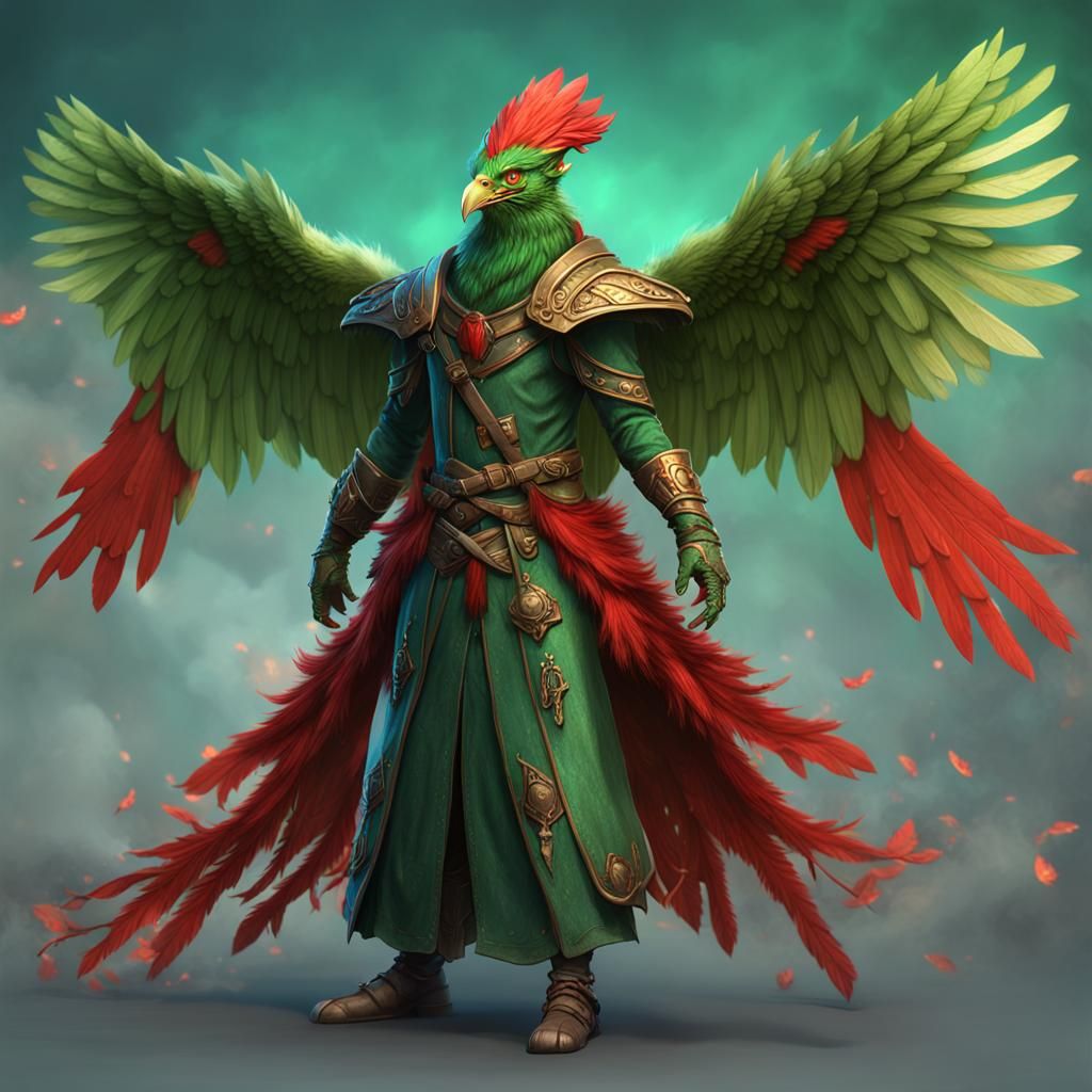 Feathered Parrot Wizard in Detailed Fantasy Art