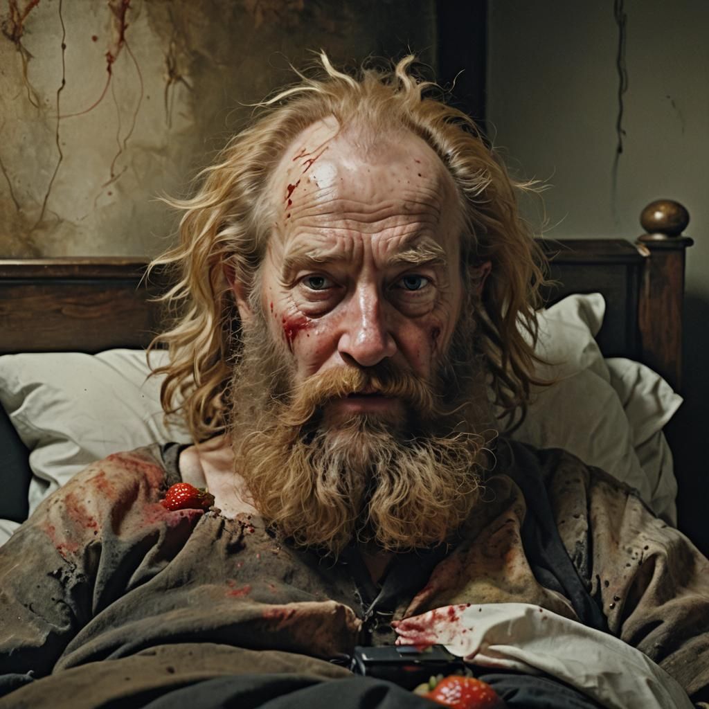 Rembrandt-Inspired Film Still of Man Watching TV