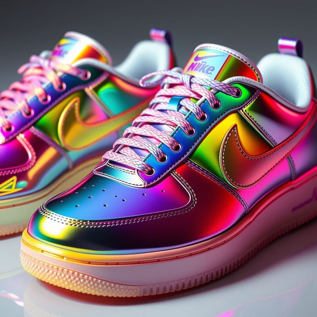 Rainbow-Colored Nike Sneakers in Hyper-Realistic Style