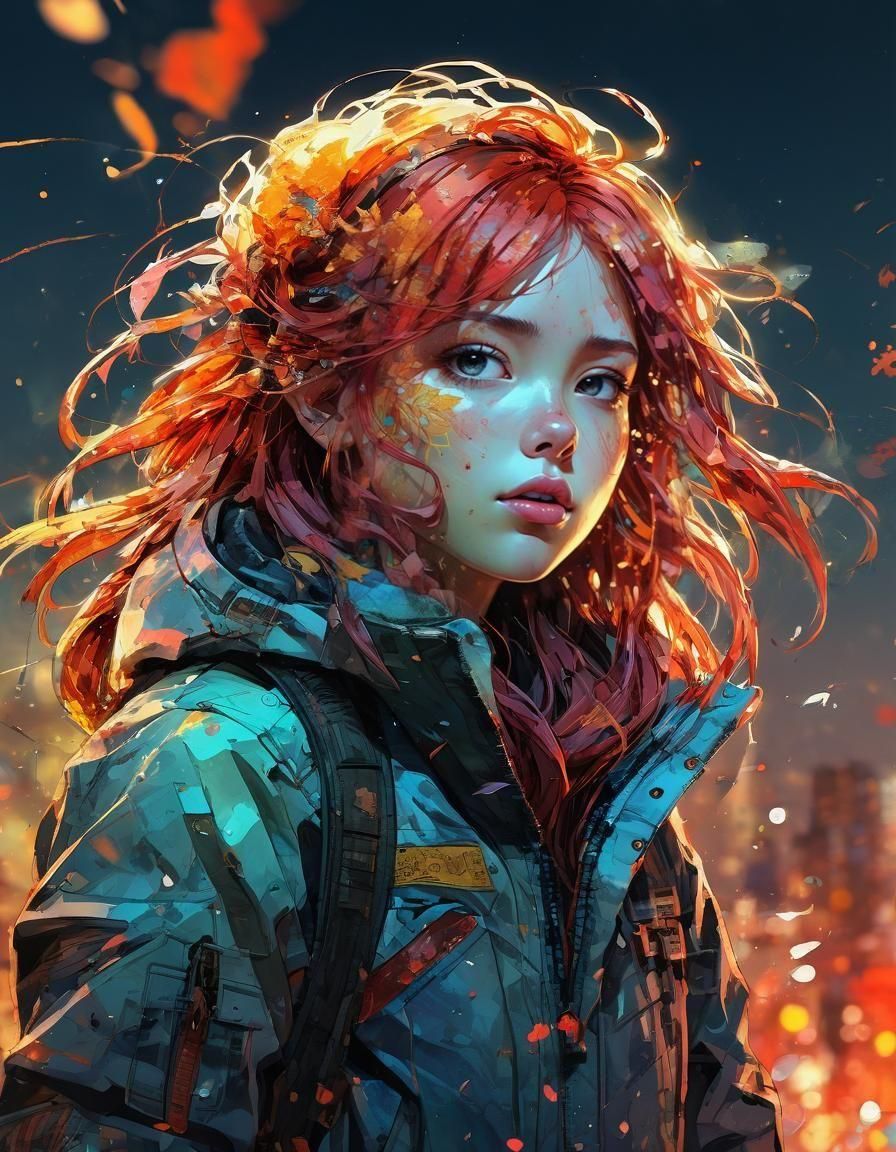 Sunset Shimmer Anime Landscape in Watercolor