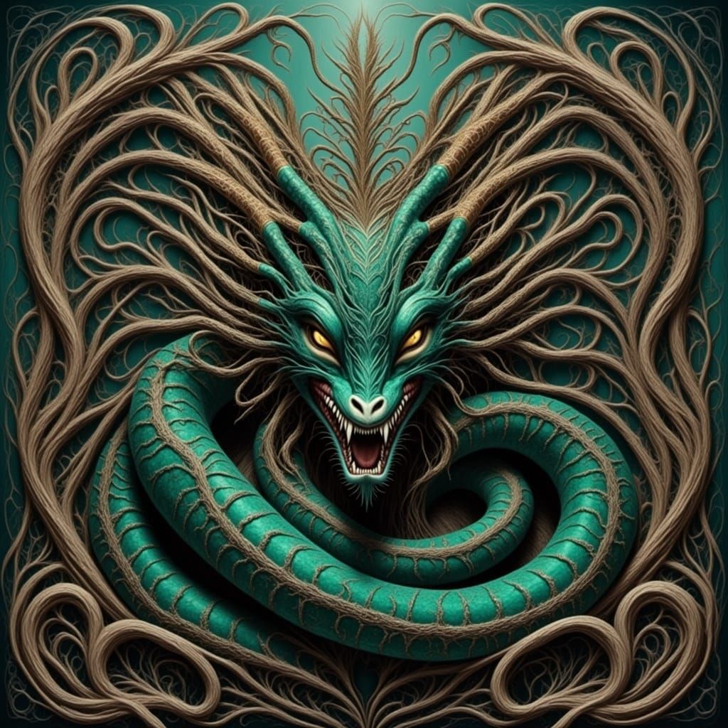 Serpent Crowned: A Surreal Mystical Vision