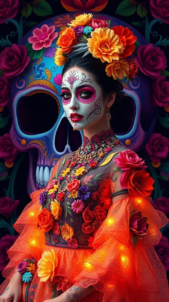 Day of the Dead Woman in Fantasy Art Style