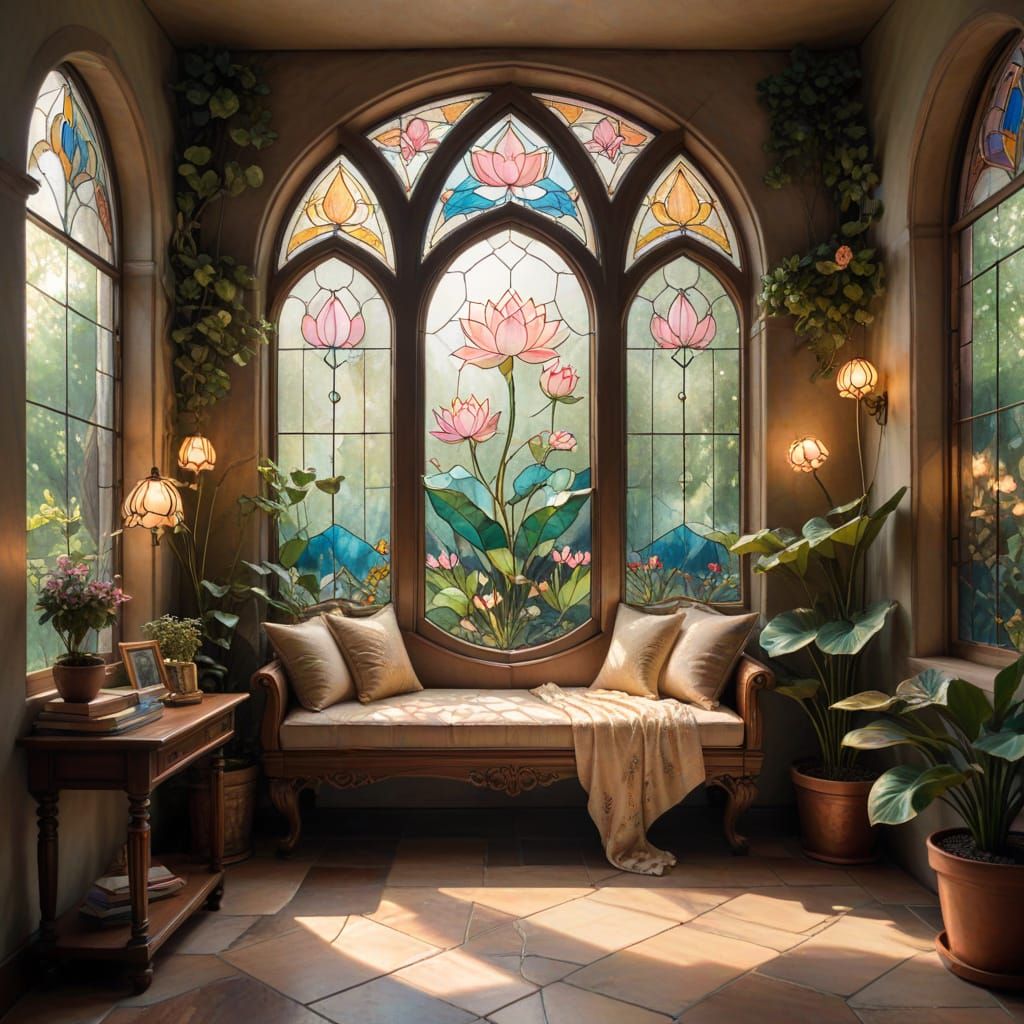 Cozy Reading Nook in Dreamy Watercolor Style