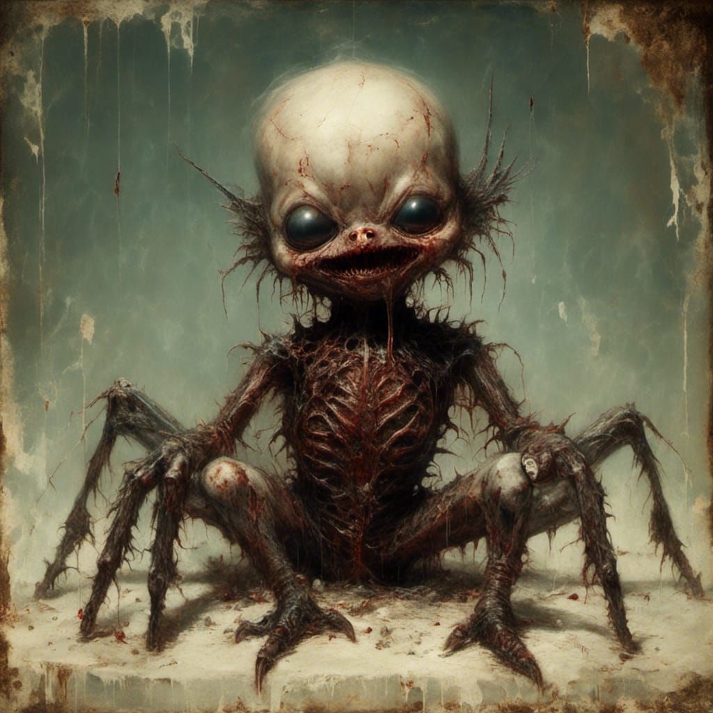 Demonic Spider-Crab Baby with Evil Smile