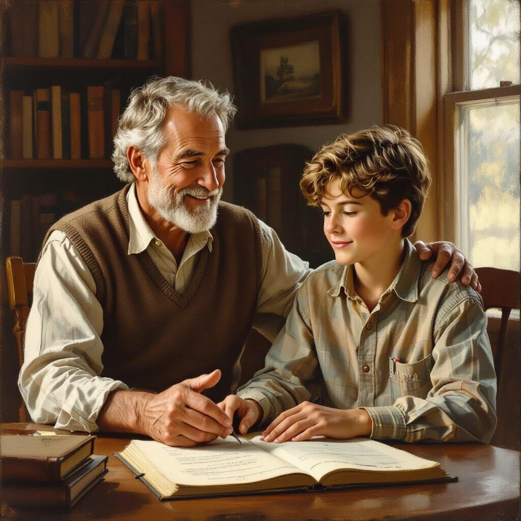 Father and Son Lesson in Rockwell Style